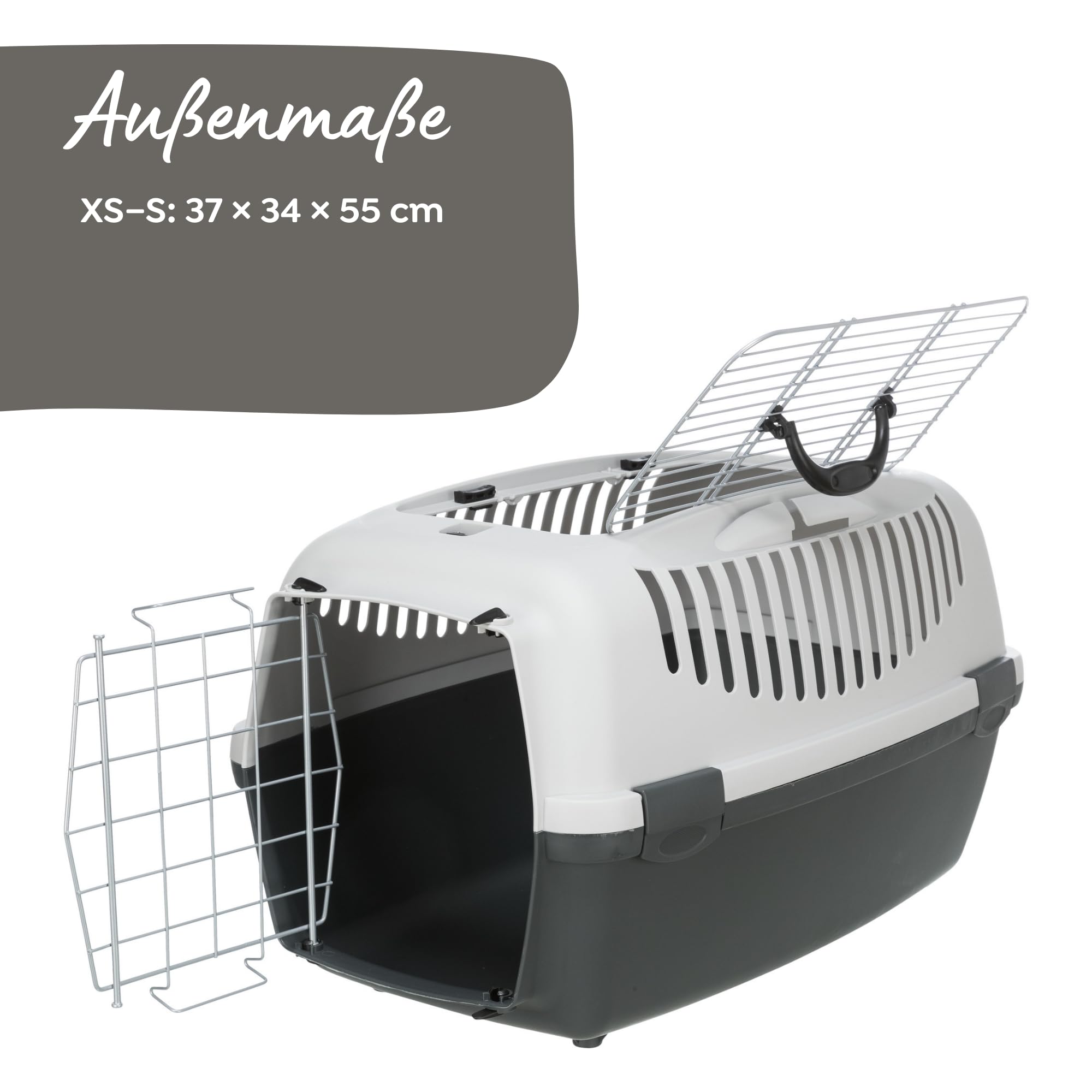 Trixie 39861 Capri III Open Top Transportbox, 40 × 38 × 61 cm, hellgrau/grau