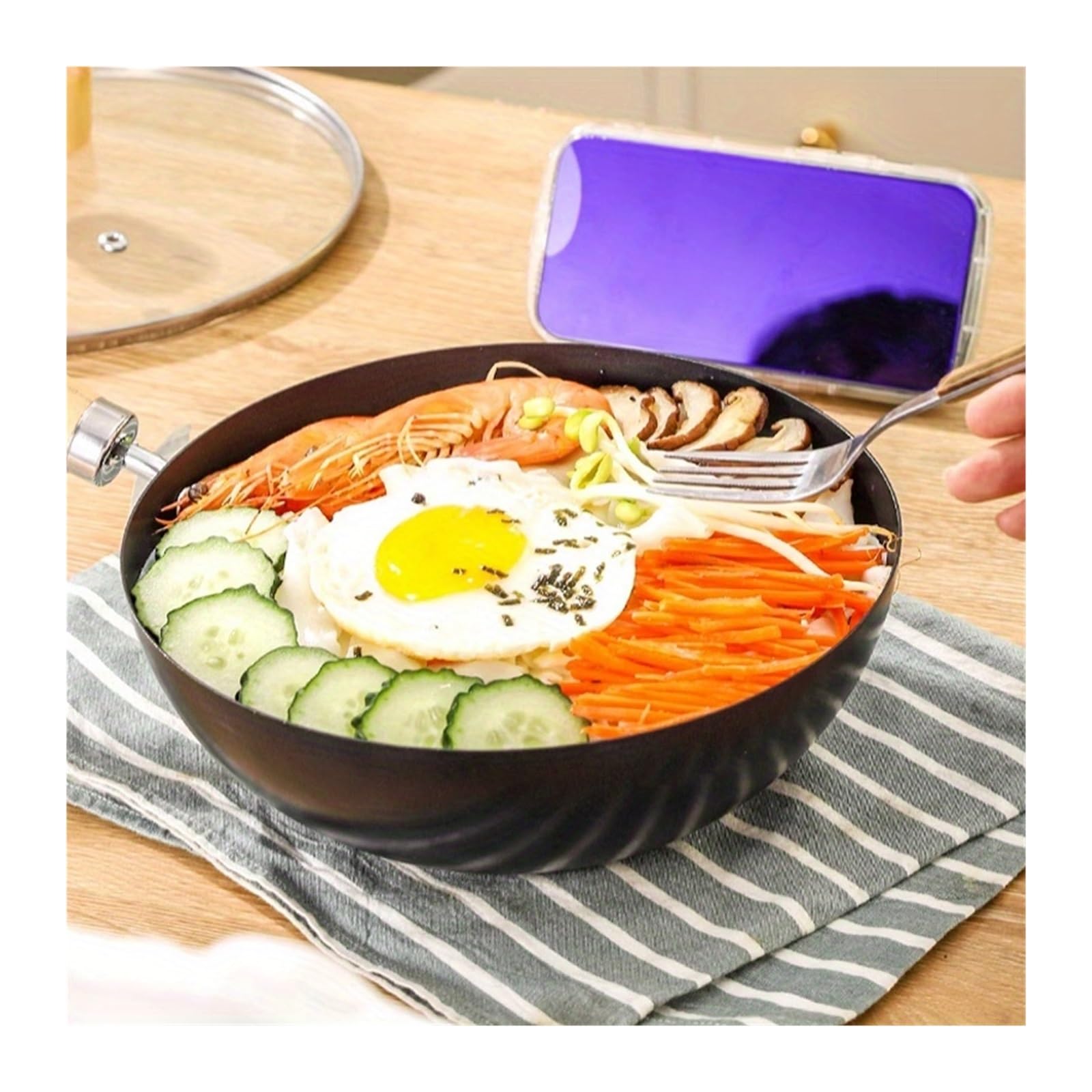 Compatibile con Mini Padella Antiaderente in Ferro, Padella, pentola, Padella per frittata, Wok, Utensili da Cucina (28 cm)