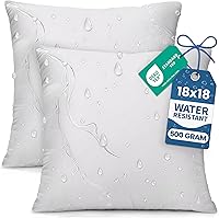 Utopia Bedding Water Resistant Outdoor Pillow Inserts 18x18 (Pack of 2, White) - Durable Throw Pillows for Patio Porch Garden Furniture