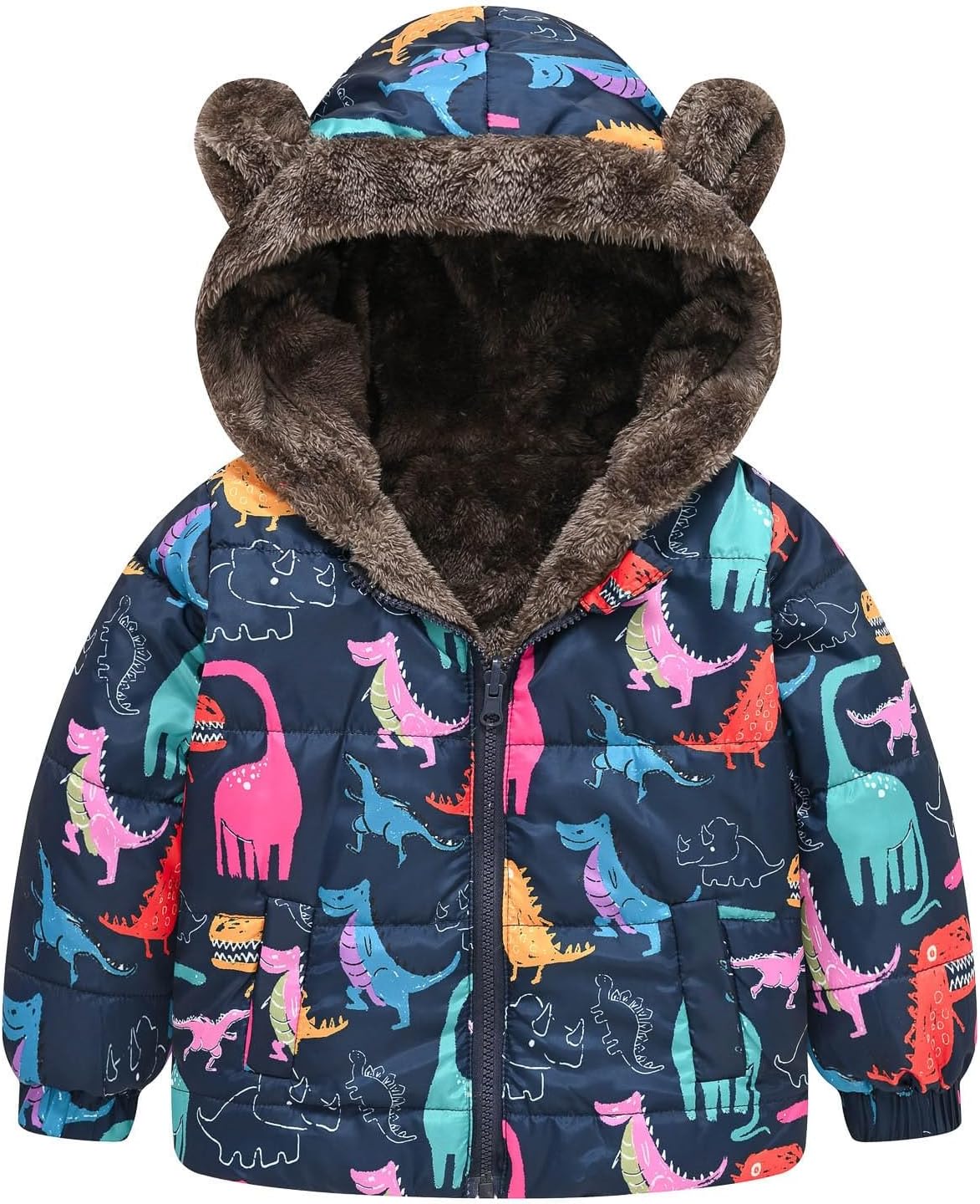 Toddler Kids Baby Winter Warm Jacket Outerwear Floral Hooded Zipper Padded Outwear For Girls Or Boys Toddler Windbreaker