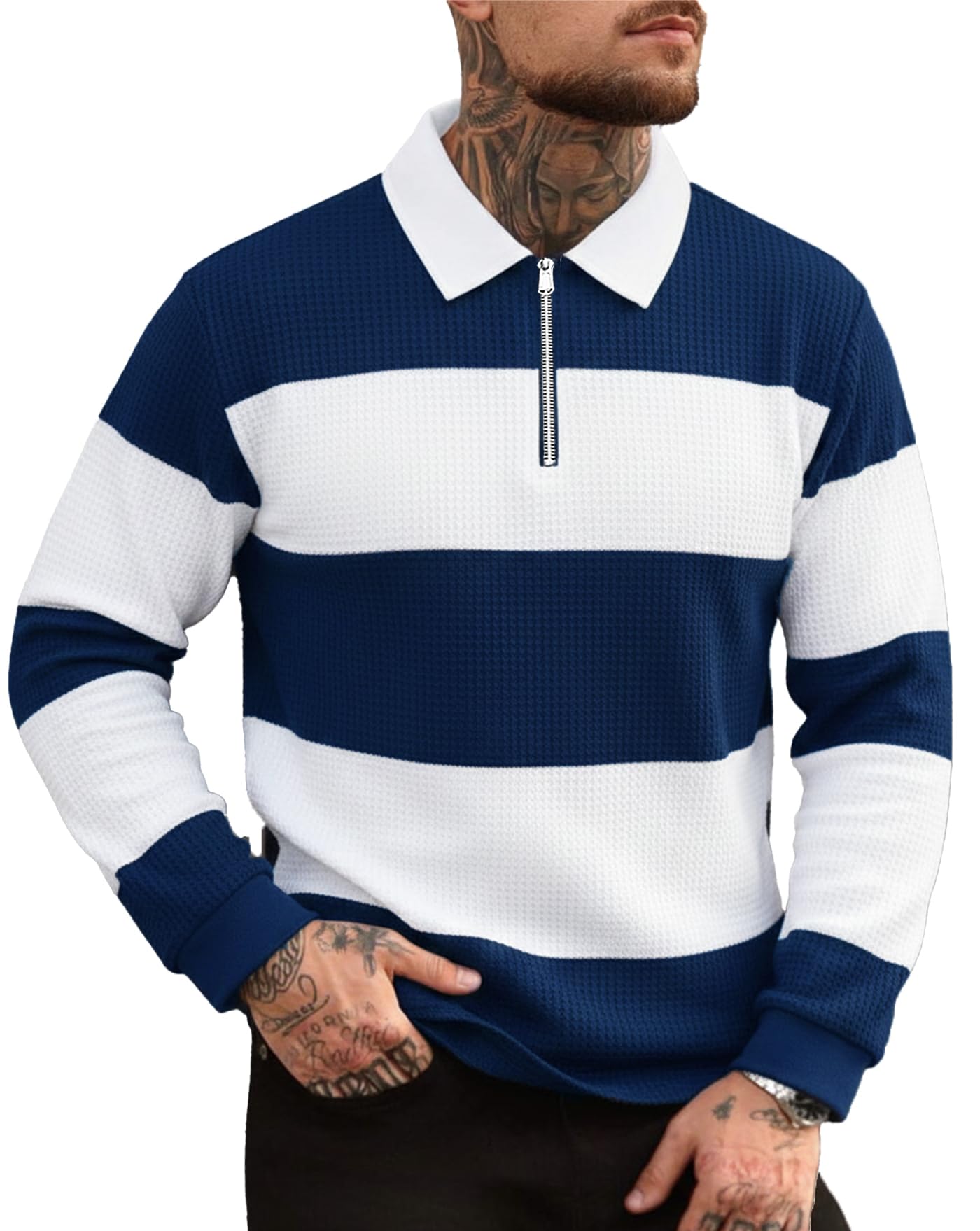 ausk Men's Self-Design Textured Polo T-Shirt - Cotton Blend Regular Fit Half Sleeve Collar Neck Tee-picture-53