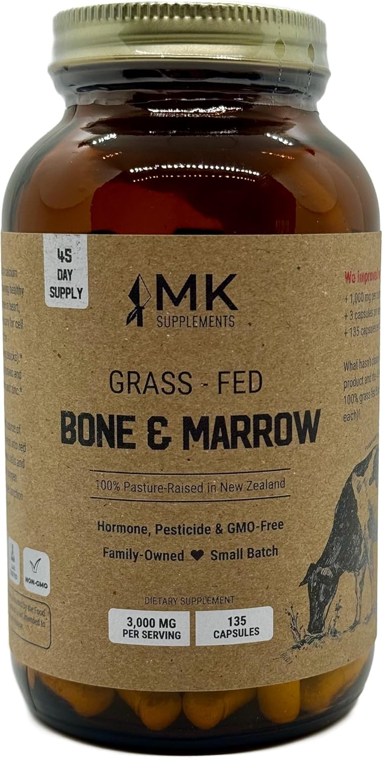 MK Supplements GrassFed Beef Bone & Marrow 3000 mg, Beef
