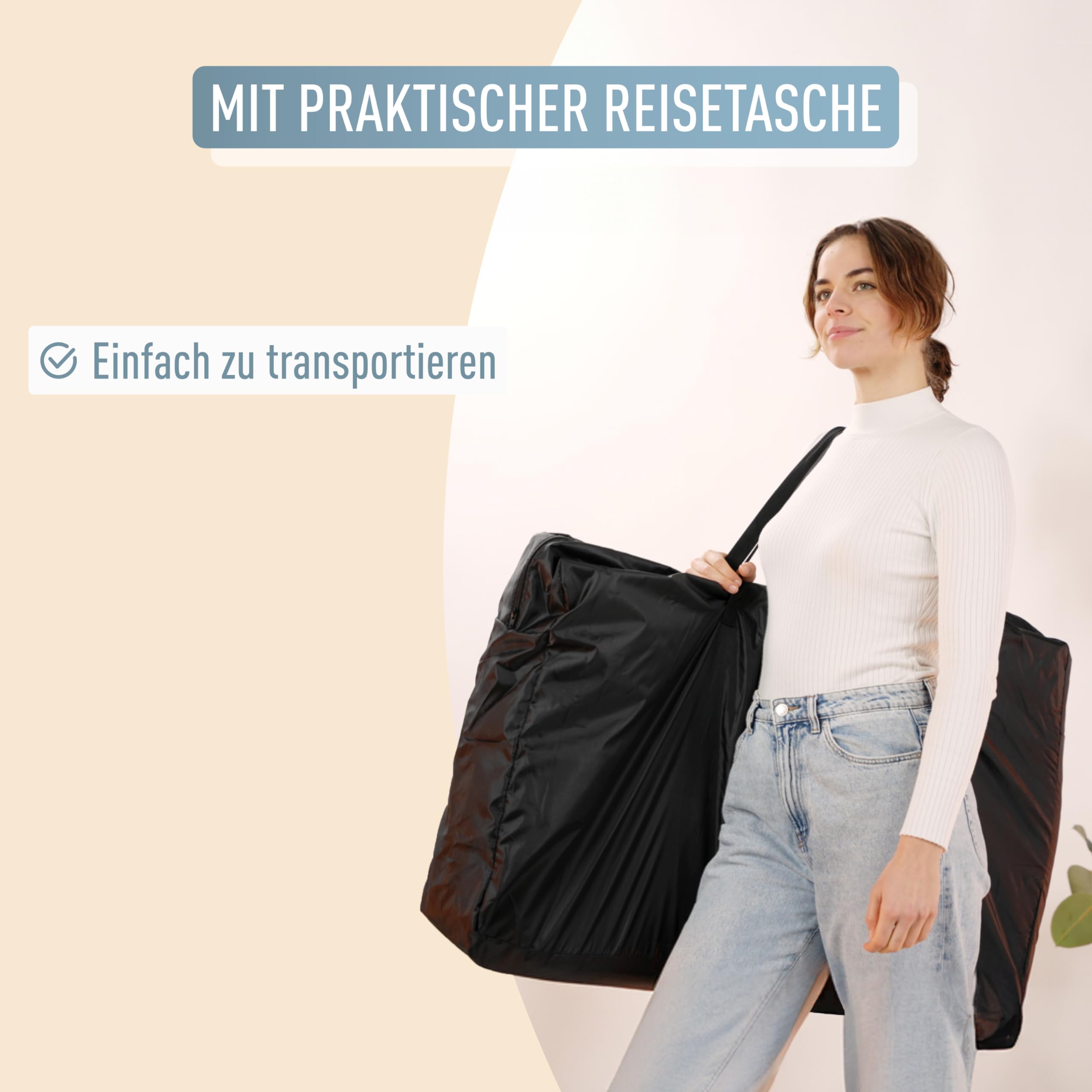 ib style Aluna 3in1 Beistellbett, Babybett, Zustellbett, weiche Matratze, 5-Fach Höhenverstellbar, Reisebett mit Tasche, Kinderbett mit Rollen, Wiege, für Zuhause und Unterwegs - Hell Grau