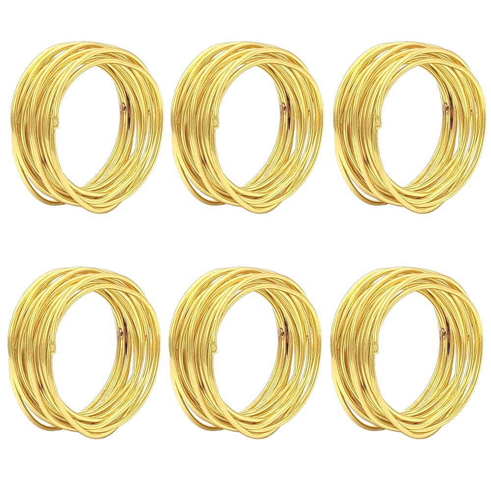 YDHfdc Anillos de Servilleta 6 Piezas Anillos de Servilleta de Metal Dorado Servilletero de Malla Redonda para La Decoración de Mesas para Bodas, Festivales, Fiestas de Cumpleaños, Banquetes