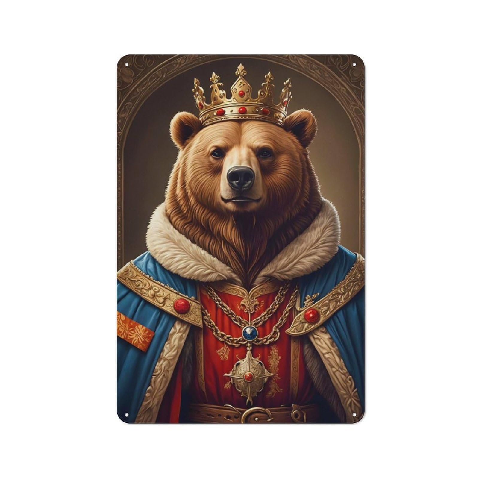 Junmoney Bear King Cottage Metal Wall Decor 30X20cm, Shed Metal Sign For Patio Bar, Workshop, Shed Or Kitchen