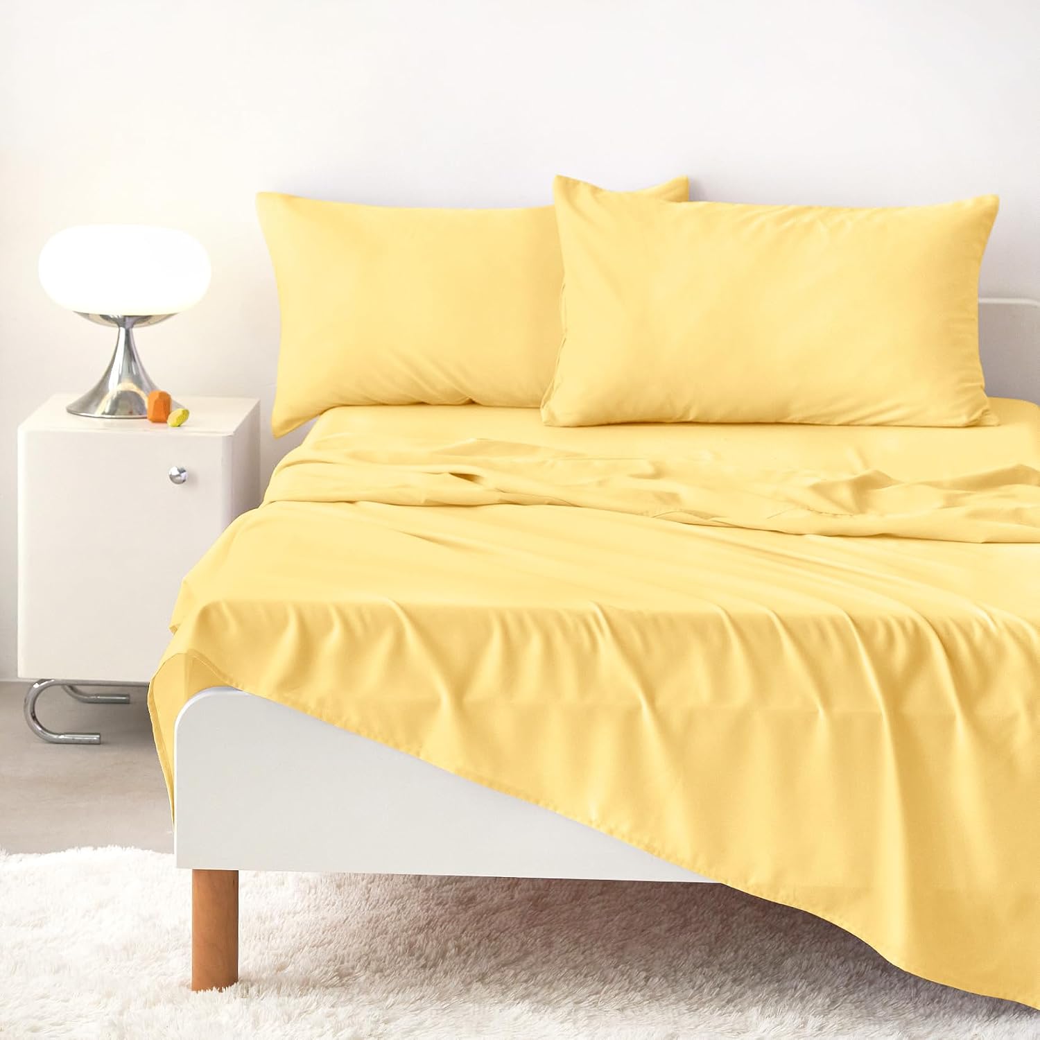 Wake In Cloud - Construction Car Bedding Set for Boys, Excavator Truck Crane Tractor, Soft Lightweight Comforter Set with Sheets, 5 Pieces Kids Bed in a Bag, Yellow, Twin Size