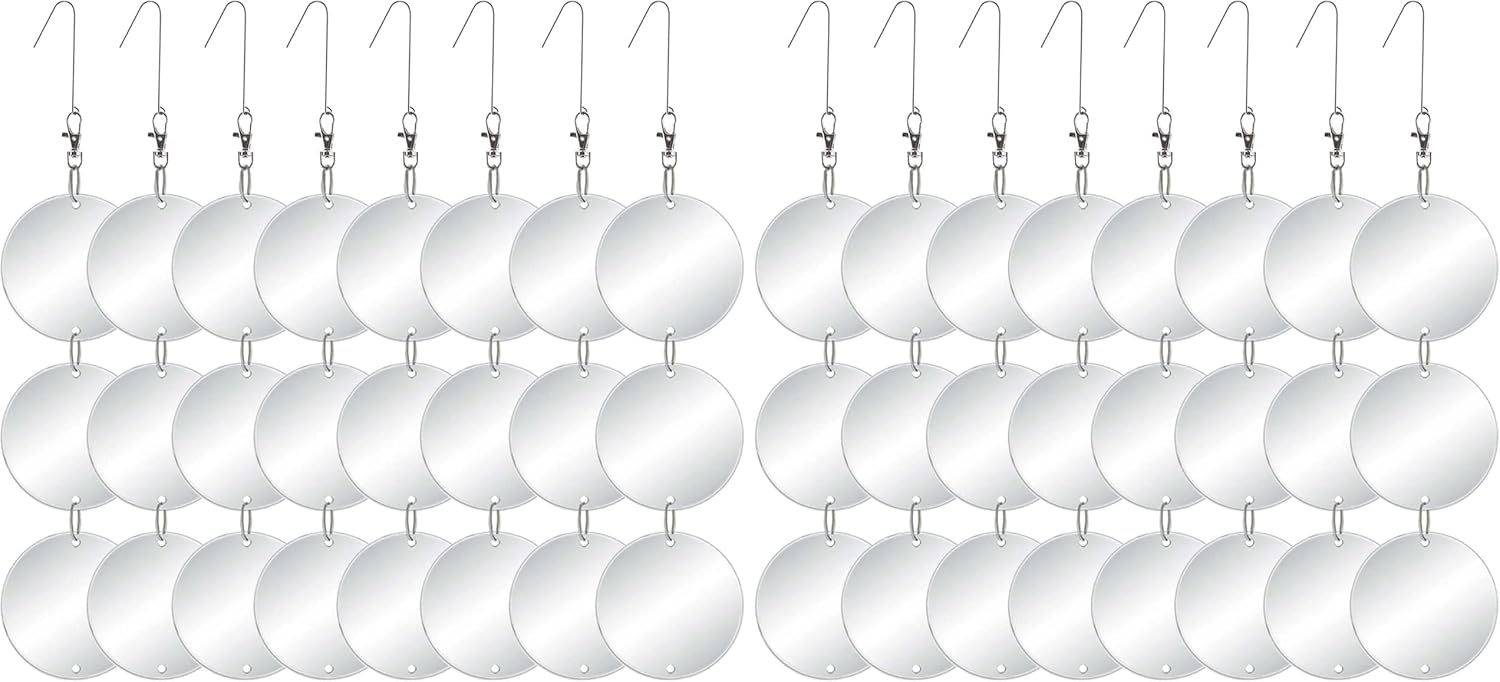 Chephon Upgraded Bird Scare Discs Set - Large 24 Discs - Highly Reflective Double-Sided Bird Reflectors Scare Devices - Better to Keep Most Birds Away Like Woodpecker and Pigeon (Pack of 2)