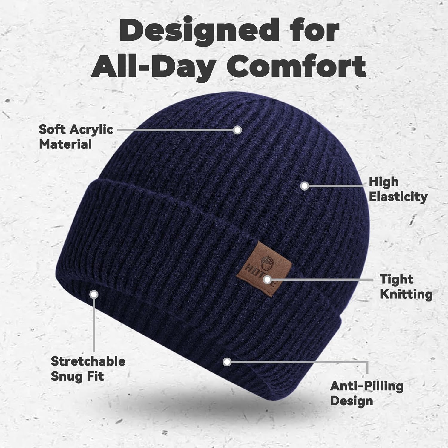 Oversize XXL Winter Beanie Knit Hat for Men - Daily Knit Ribbed Cap - Warm Toboggan Skull Caps for Cold Weather - Image 2