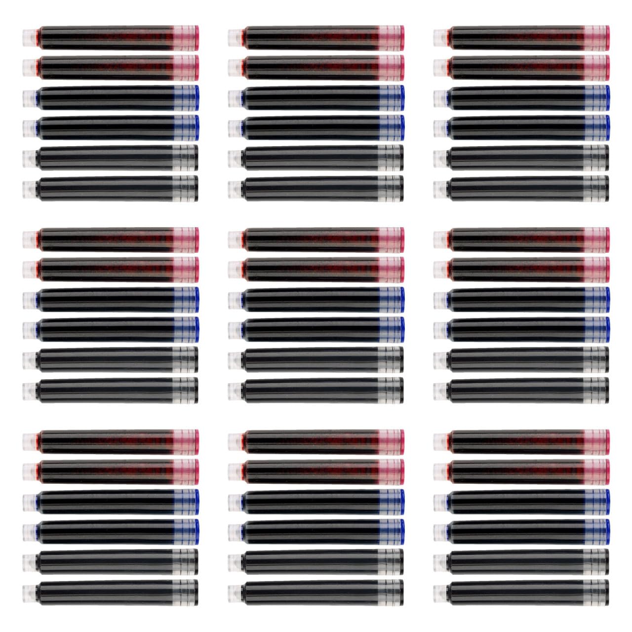 INOOMP 450 Stück Nachfüllpatronen Rot 3,4mm Bohrungsdurchmesser Füllfederhalter für aus Kunststoff Blau Schwarz Einfache Ersatzpatronen und für Schule Büro