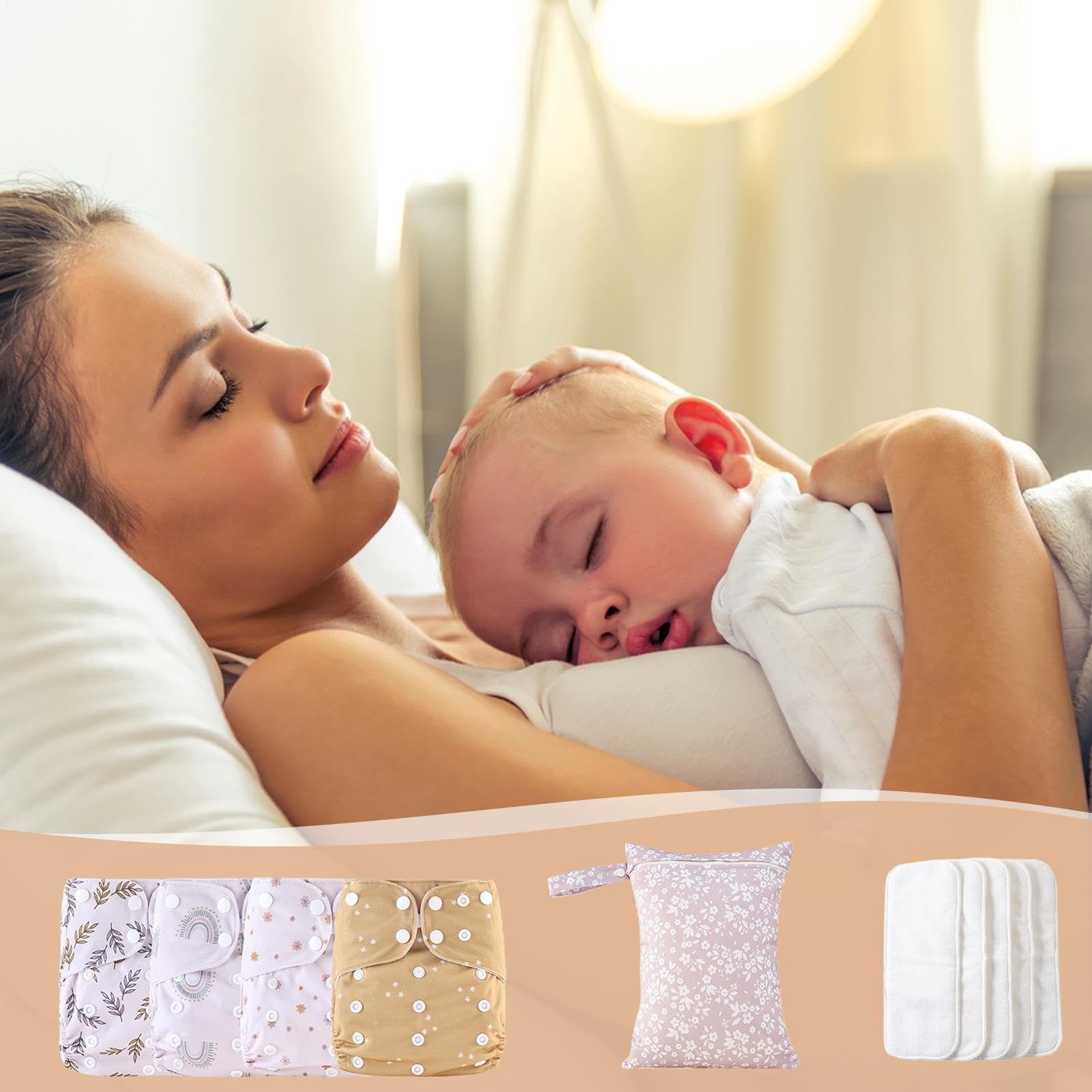 Pannolini riutilizzabili per, pannolini riutilizzabili | Pannolini per bambini riutilizzabili regolabili, 4 fodere assorbenti e traspiranti, copertura impermeabile con 4 inserti e 1