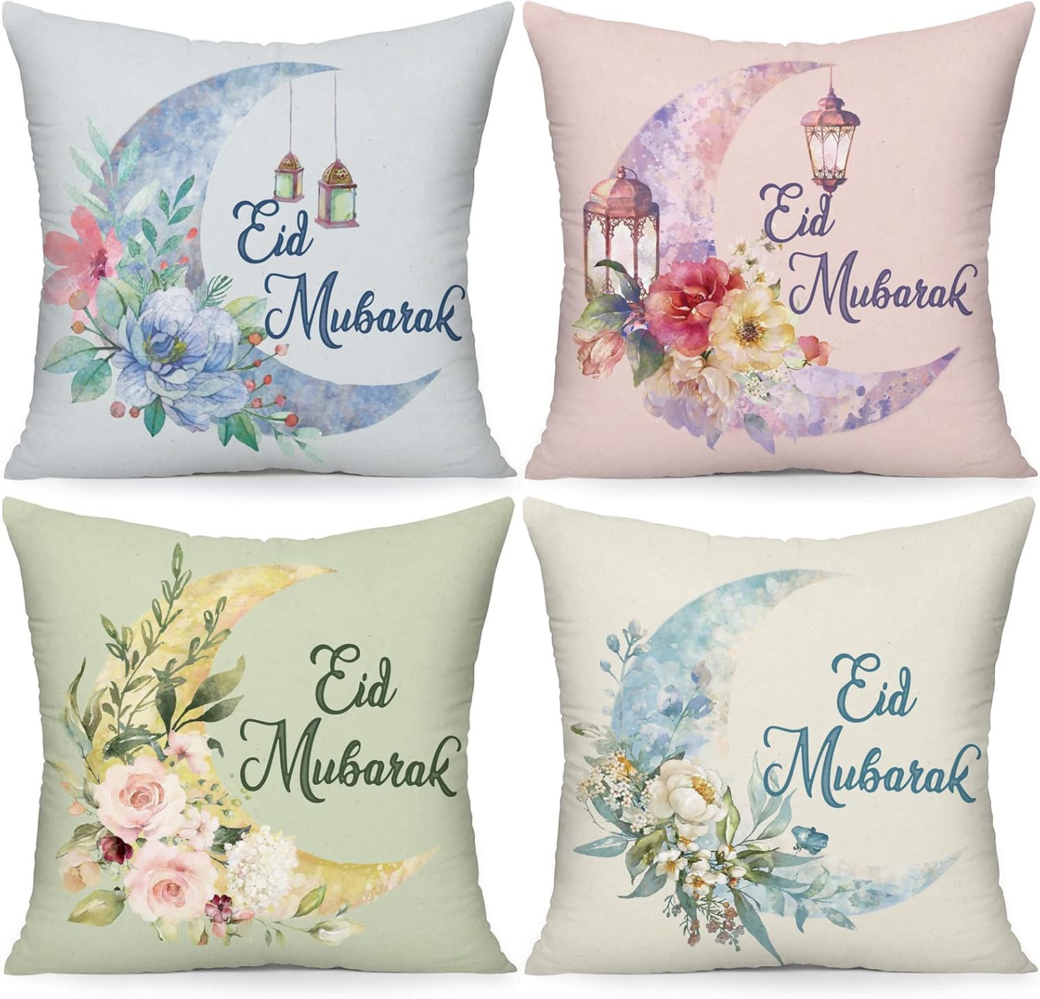 Amazon.com: AnyDesign Ramadan Mubarak Pillow Covers Moon Floral Eid ...