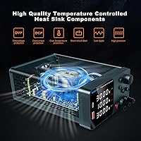 Vista 5 de Fuente de alimentación DC, fuente de alimentación de banco 30V 10A con ajuste de codificador, carga rápida USB&Type-C 5V/3.6A, fuentes