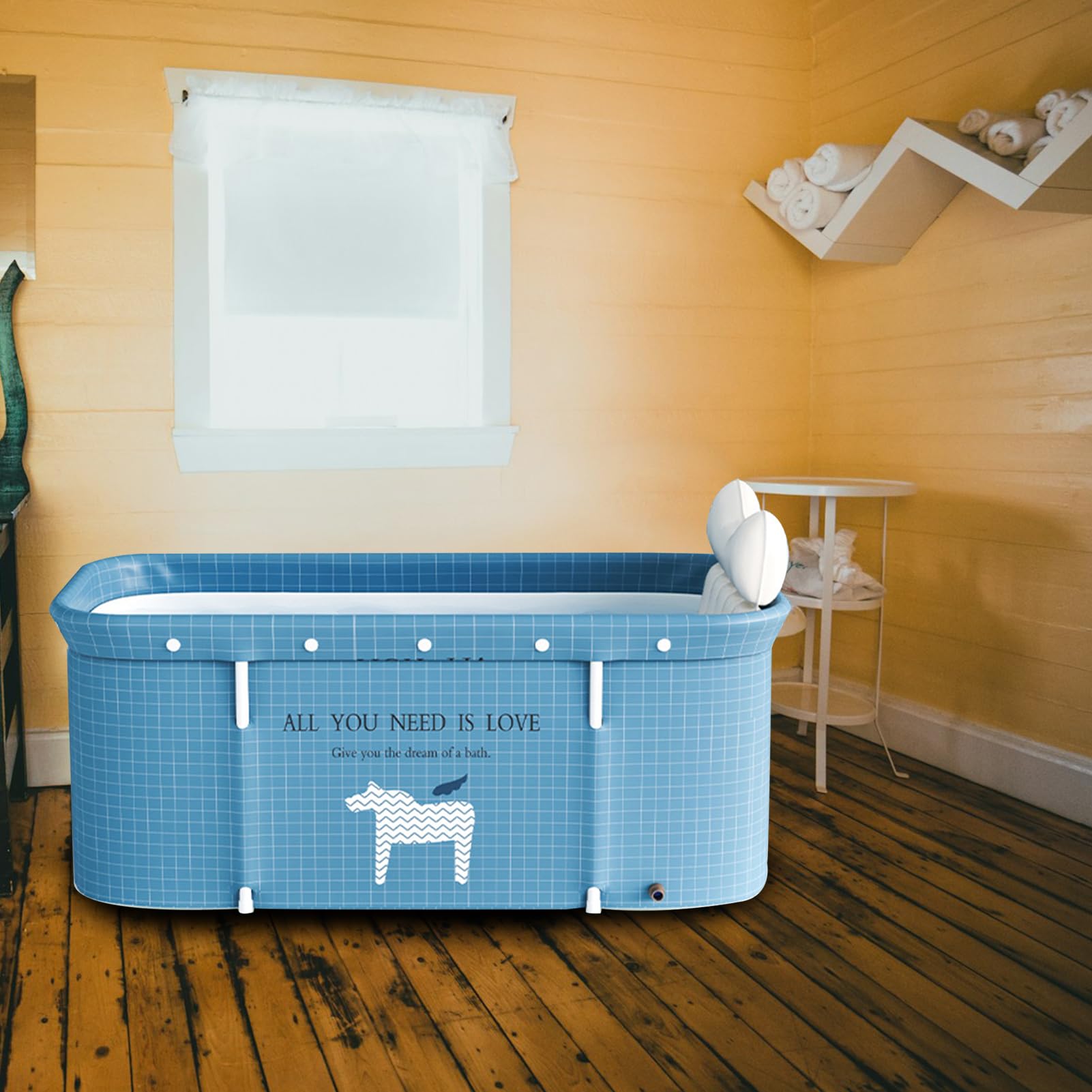 Vasca da bagno pieghevole portatile, in PVC, 120 x 50 cm, indipendente, rettangolare, stile 1, lucidata, 3 kg, per interni ed esterni
