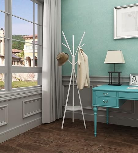 Miniatura 23 de Perchero para sombreros, soporte de metal para sombreros, con 9 ganchos para ropa, sombreros y bufandas, color negro, 17.72 pulgadas de ancho x