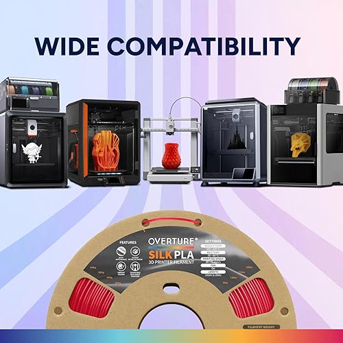 Vista 82 de OVERTURE Filamento de ácido poliláctico de seda, 1/16 de pulgada, acabado bicolor, suave y brillante, carrete 2.2 libras, para joyería de cosplay