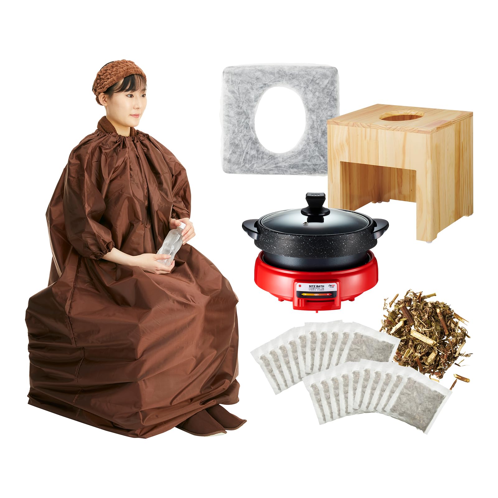 よもぎ蒸しセットポータブルトイレ 座浴器 よもぎ蒸しイスヨモギ蒸し膣