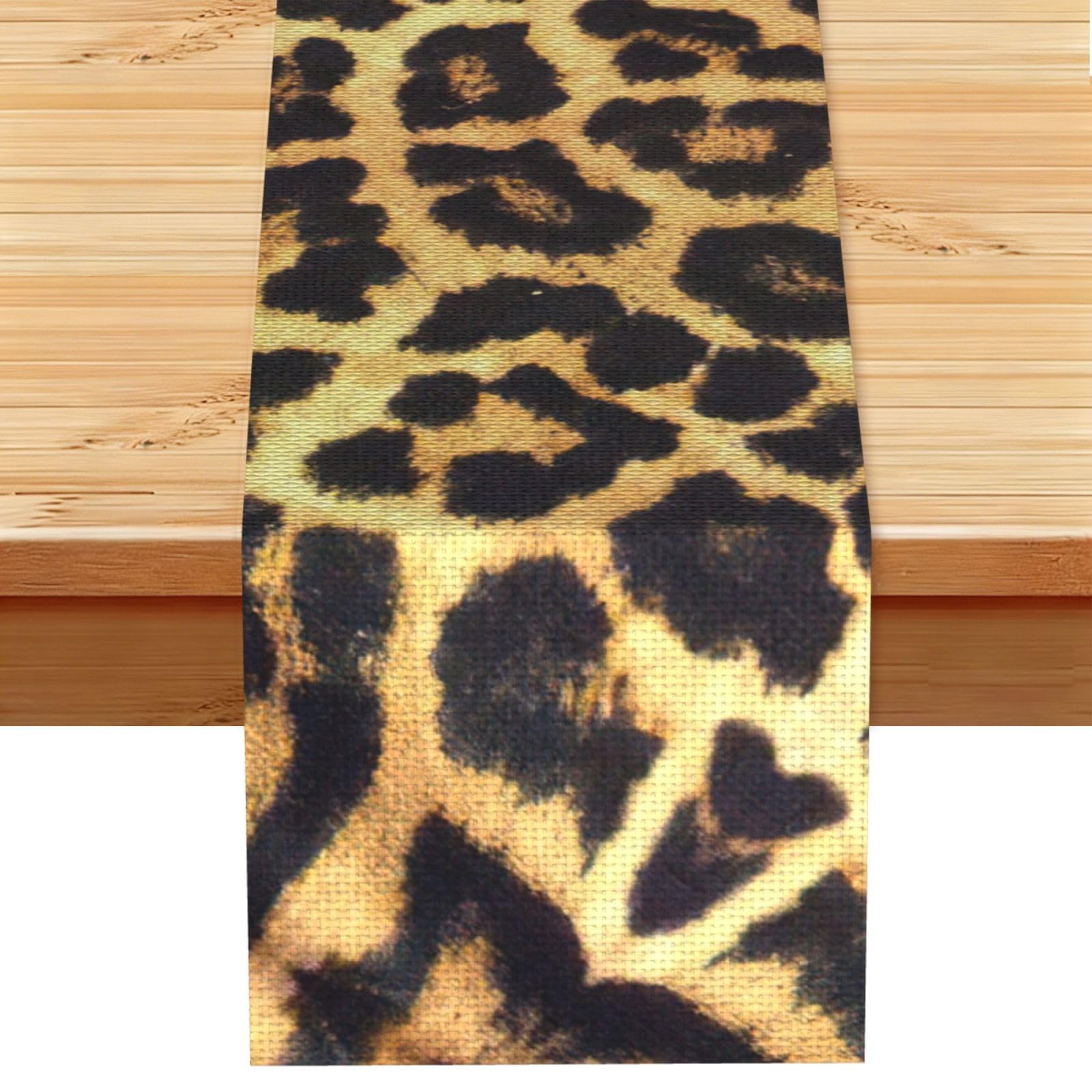 Aacxzff Black Linen Leopard Print Print Table Runner For Everyday Use,Special Occasions,Wedding Birthday Home Decor