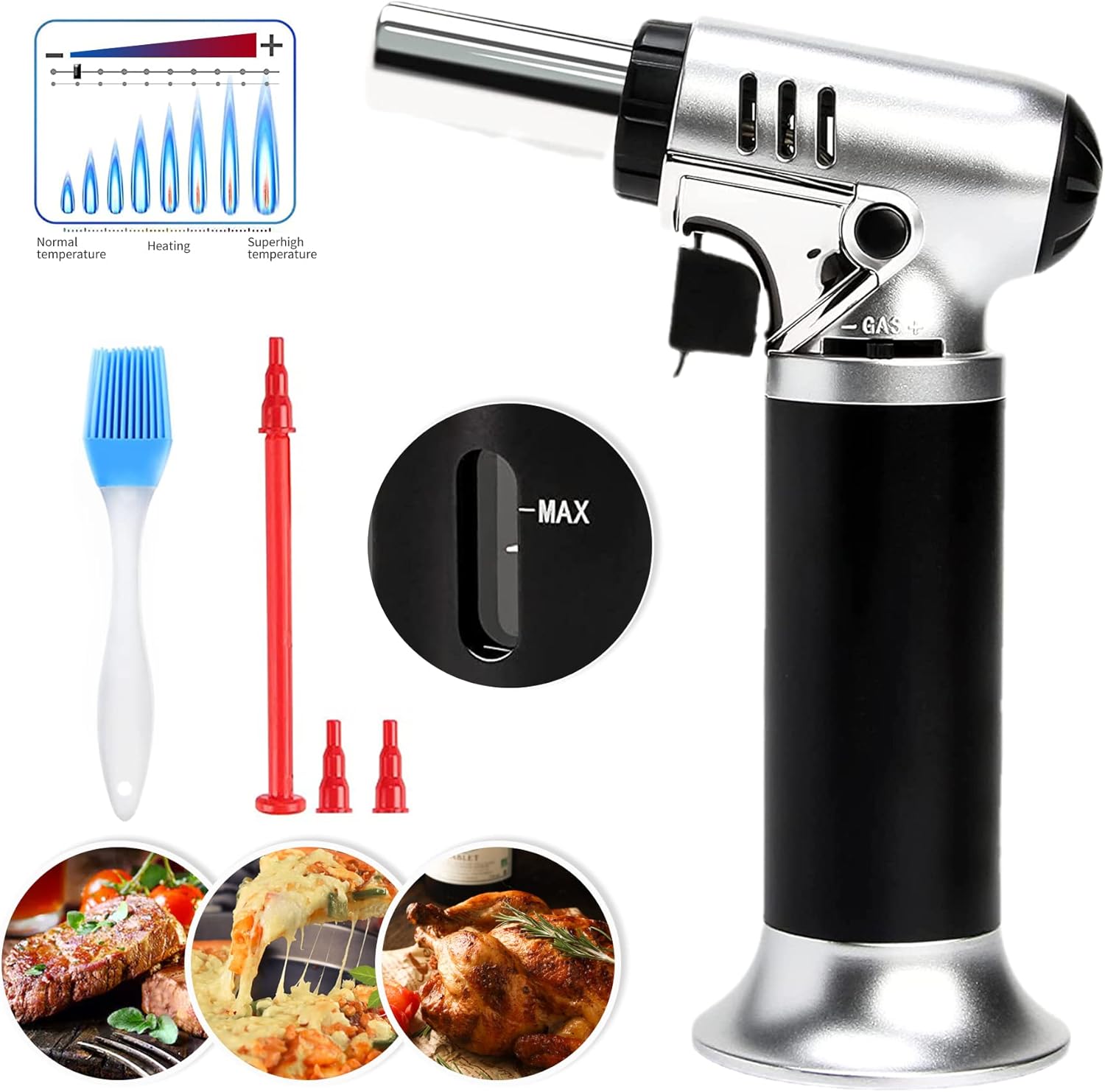 Amazon.com: Butane Torch with Fuel Gauge, One-handed Operation Blow ...