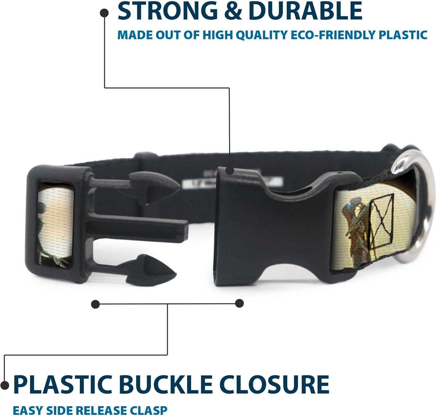 Buckle-Down Plastic Clip Collar - NBC Jack & Sally Moon Scenes - 1.5" Wide - Fits 18-32" Neck - Large