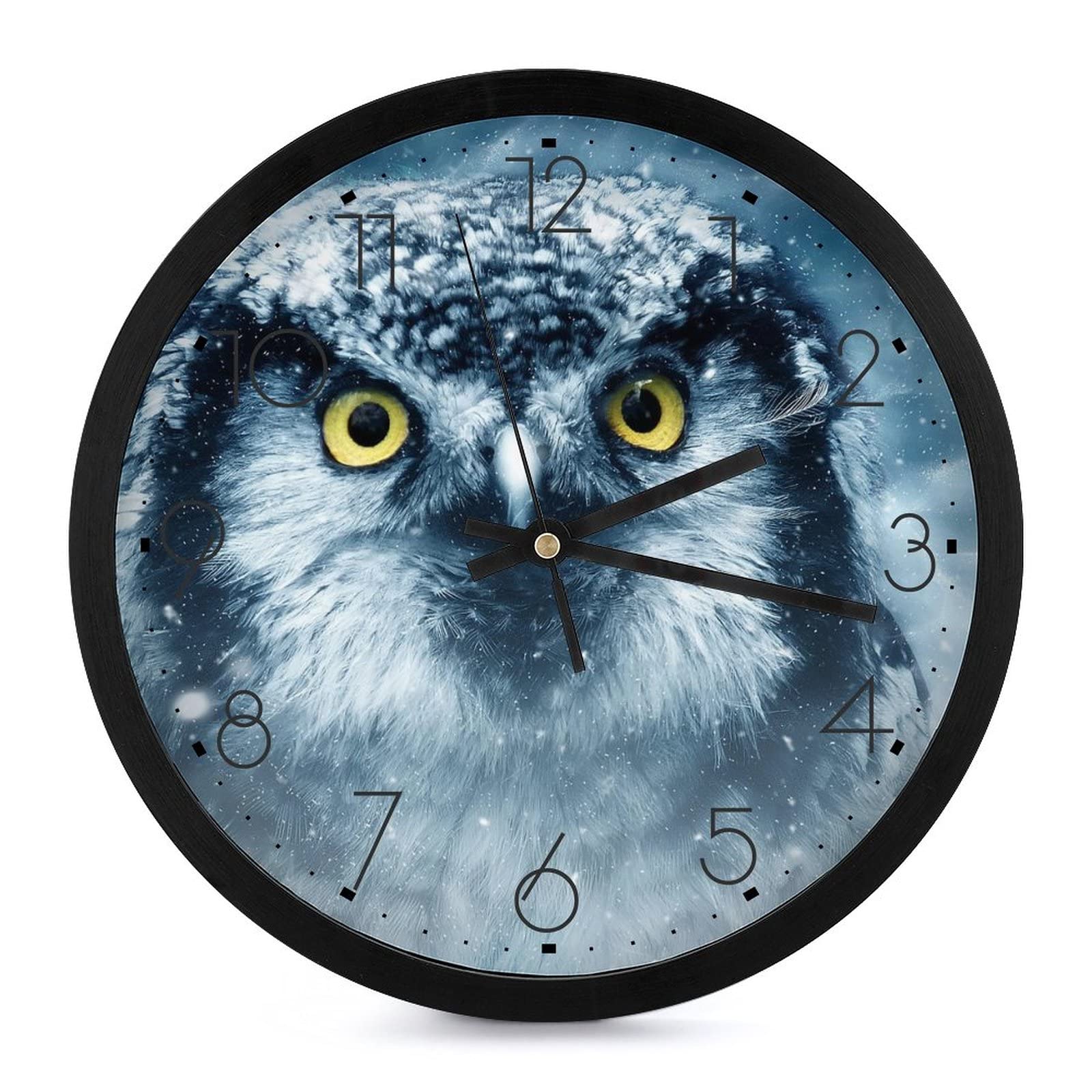 Horloge murale oiseau de neige ronde de 25.4cm aux finitions soignées