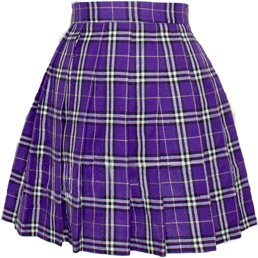 Women Girls High Waisted Plaid Pleated Skirts Plus Size School Uniform Mini Cosplay Costumes