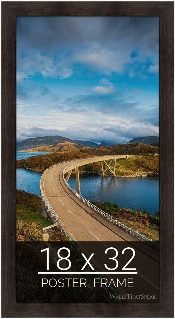 wallsthatspeak 18x32 Espresso Brown Picture Frame for Puzzles Posters Photos or Artwork