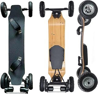 Elektrisches Longboard geländegängiges Mountainboard, Hochleistungsdämpfer, Flexible Fernbedienung, max 30 km Reichweite bei konstanter 2. Gang Geschwindigkeit für Pendeln Square-Corners