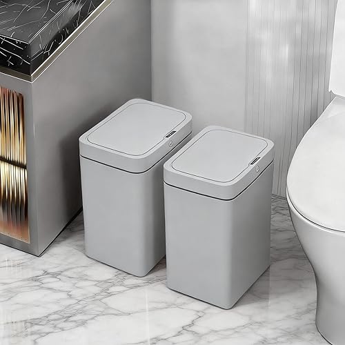 Miniatura 10 de Bote de basura con sensor de movimiento, automático de 4 galones con tapa hermética sellada, recargable por USB, compacto para baño, dormitorio,