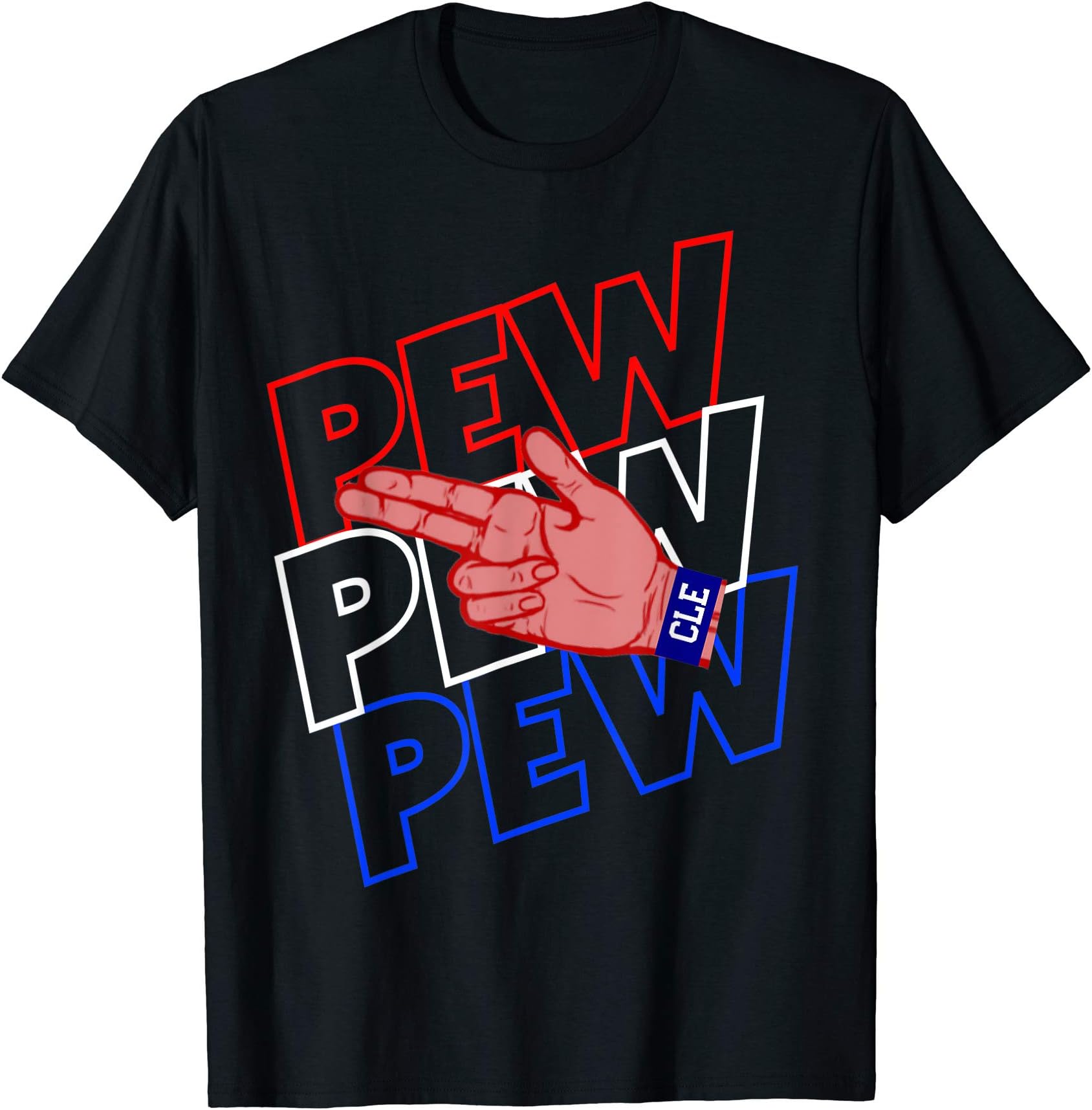 Pew Pew Pew Finger Gun Cle Football T-Shirt