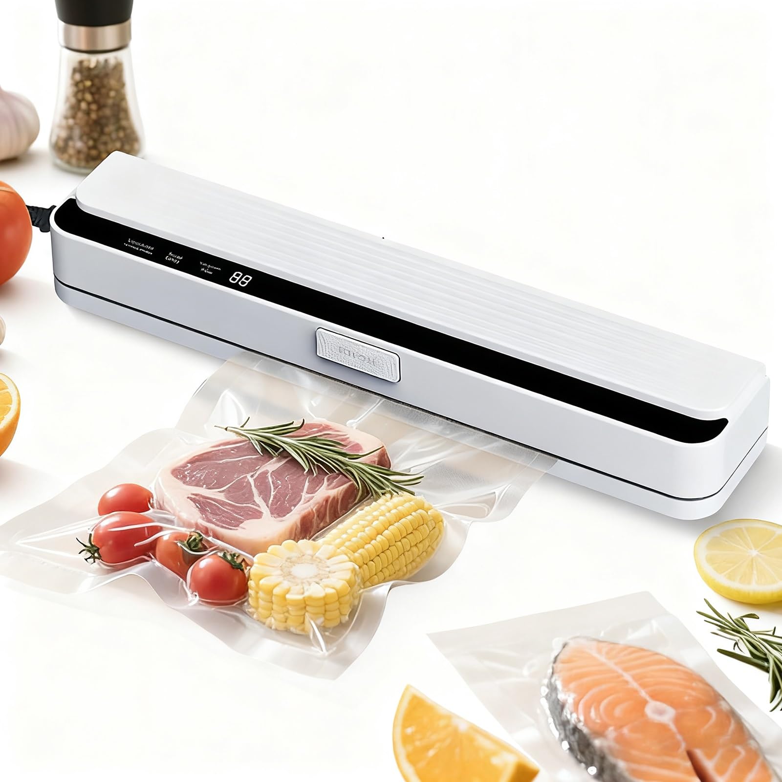 Professionelle Digitale Vakuumiermaschine, Leistungsstarker Food Saver für Langfristige Lagerung, Luftdichte Verschlusstechnologie, Verlängert Die Frische, Sous-Vide-fähig