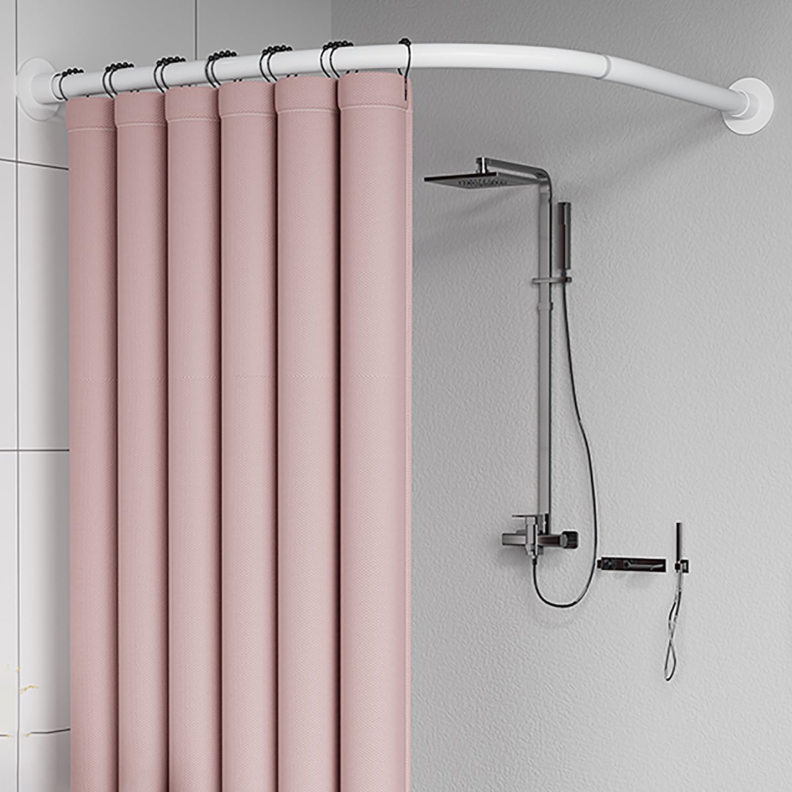 Asta Tenda Doccia A L Regolabile - Acciaio Inox 70-100cm Senza Perforazione - Foto 4