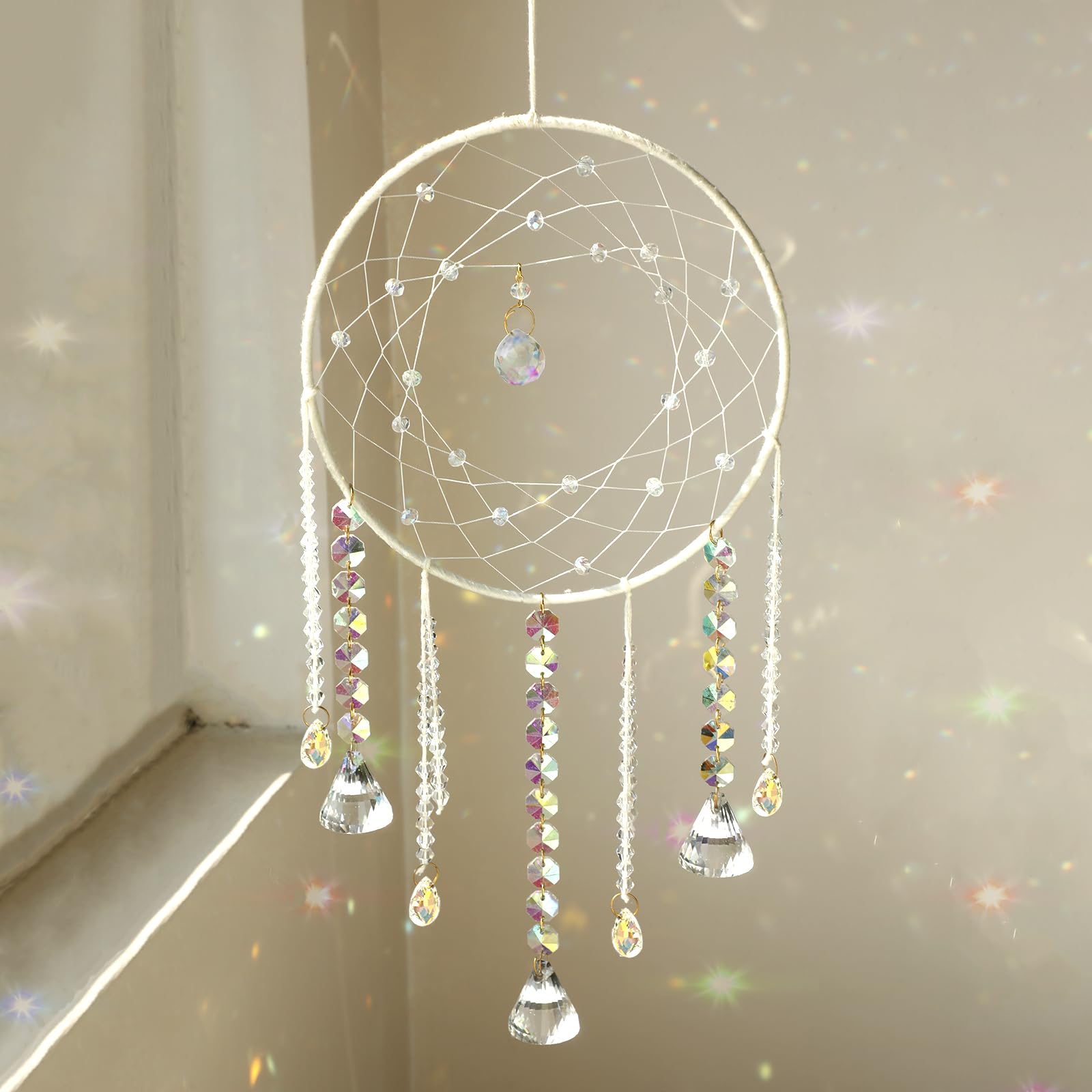 Attrape-rêve lune blanc cadeau anniversaire fille et Noël ado