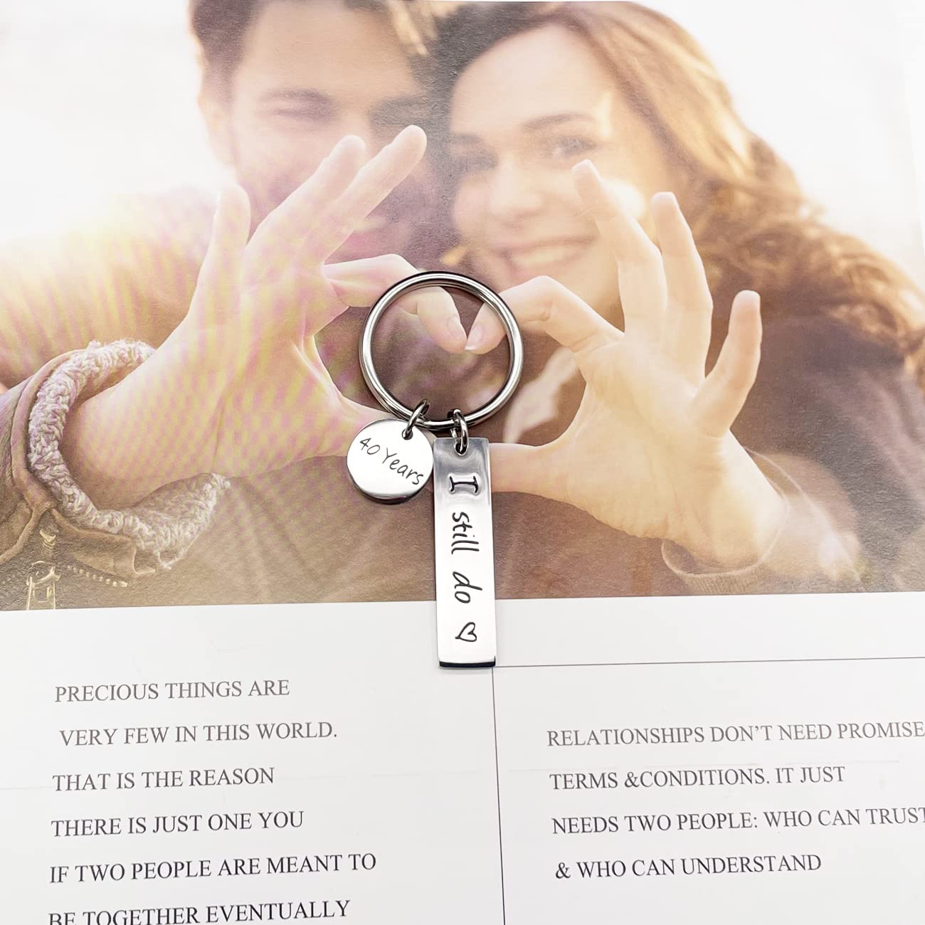 JJTZX I Still Do Keychain 10th 20th 30th 40th 50th Wife Husband Keyring Couples Keychains Wedding Gift(40 Years)