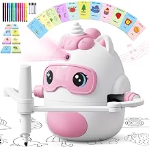 Unicorn Drawing Robot for Kids with150 Educational Cards, Smart Learning Toys Voice Interactive Partner Montessori Painting Toy for Girls Ages 3-8