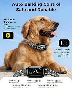 ROJECO 2-in-1 Dog Shock Collar & Bark Collar,Smart Anti-Barking for 2 Dogs