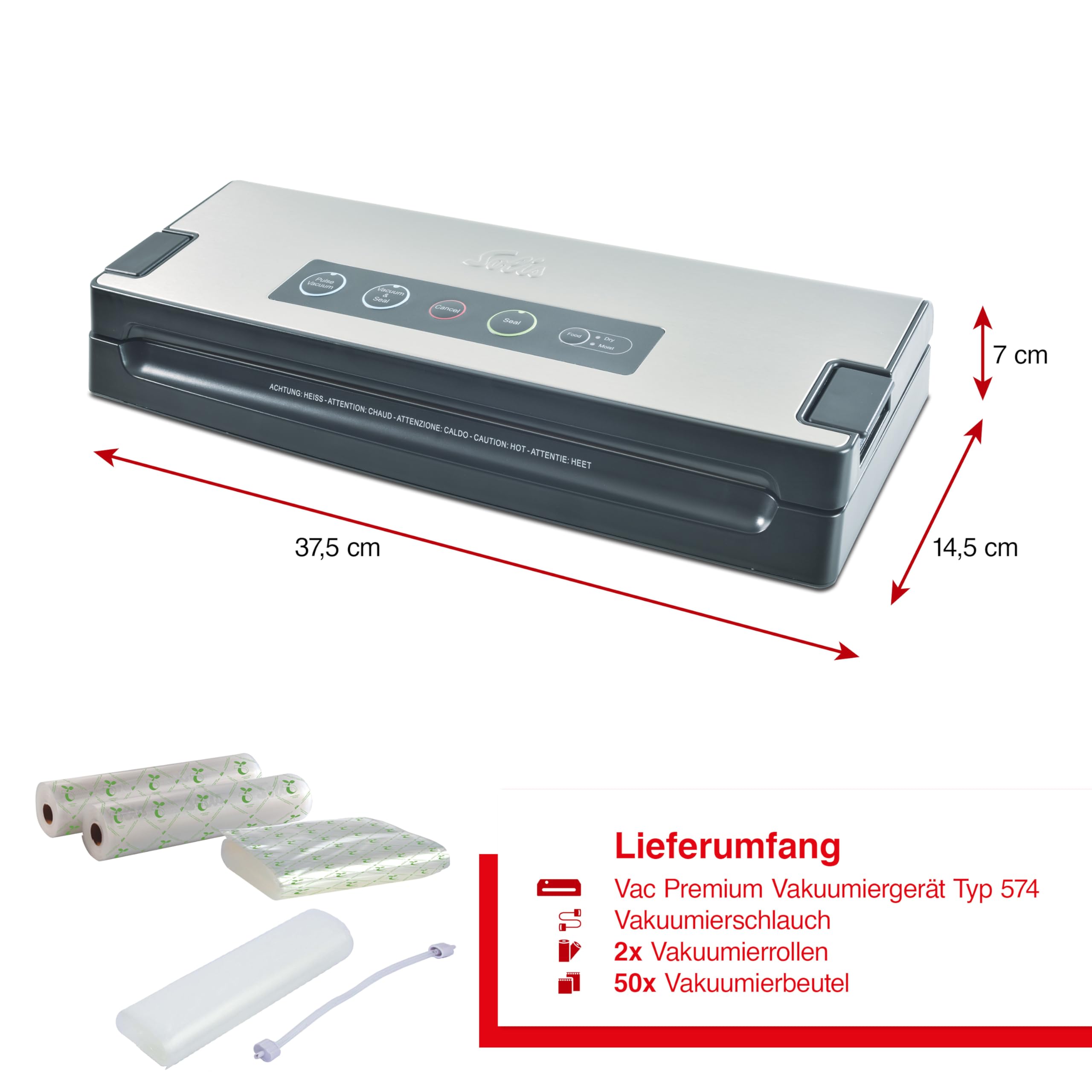 Solis Vac Premium Vakuumierer mit Pulse-Funktion, silber