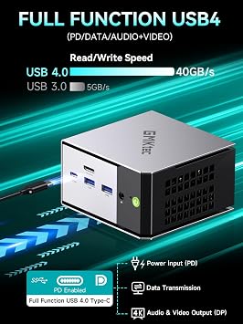 GMKtec Mini PC AMD Ryzen 5 PRO 6650H (Turbo 4.50GHz) 16GB DDR5 512GB NVME SSD Dual NIC LAN 2.5GbE Oculink, USB4, HDMI, USB-C Desktop Computer M8