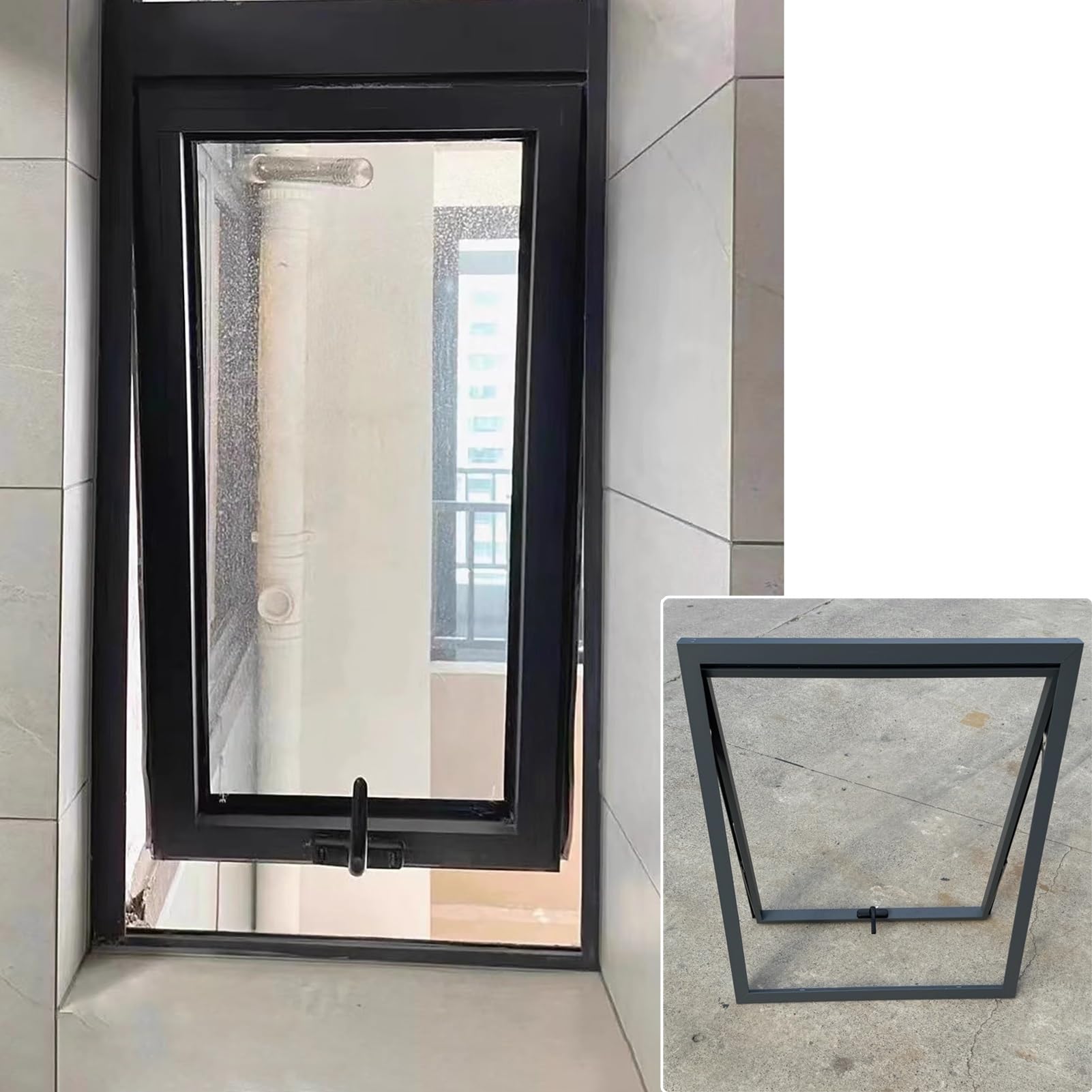 Ventana con vidrio templado de alta resistencia y mango de bloqueo integrado