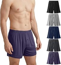 IGOLUMON 5 Pack Men's Boxer Shorts Loose Fit Bamboo Underwear | Breathable Moisture Wicking Button Fly Loungewear, Tag-free, Multipack