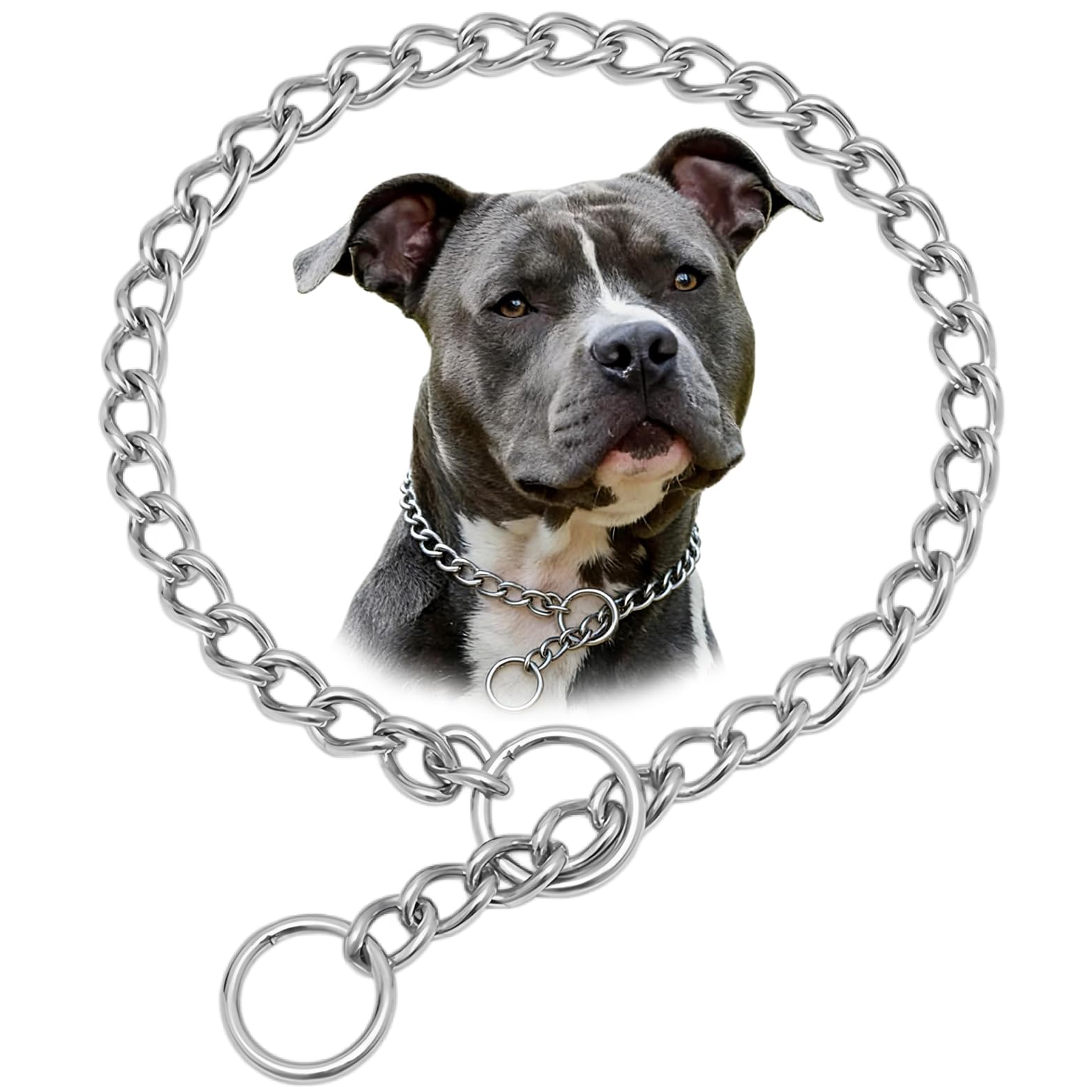 304 Stainless Steel Dog Chain Collar, Heavy Duty Silver Dog Necklace, for Training, Chew Proof Martingale Dog Chains for XS Small Medium Large Big Dogs