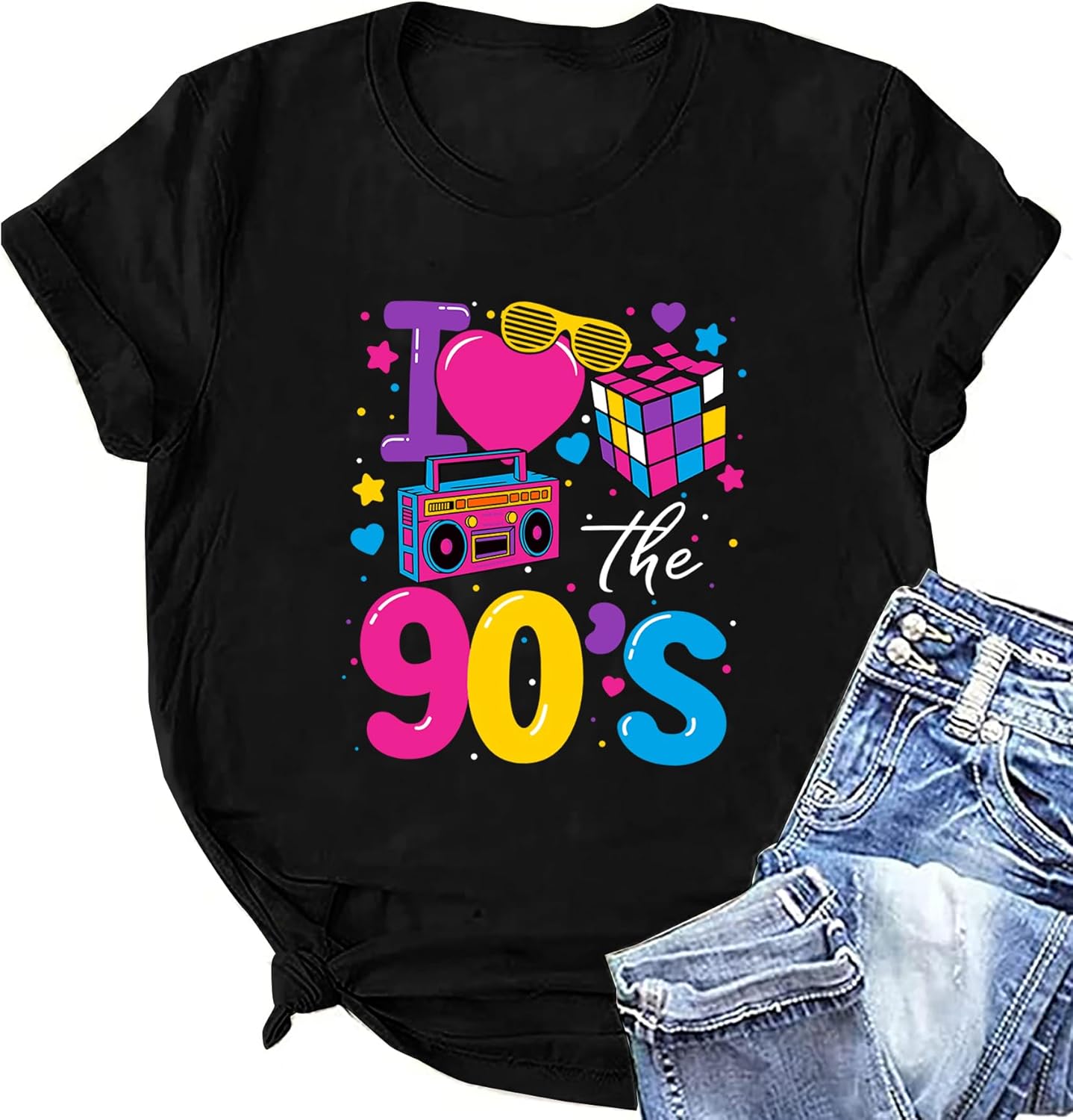 90s Shirt for Women: I Love The 90s Shirt Graphic Vintage Tees 90's Neon Party Outfits Tops - Image 4