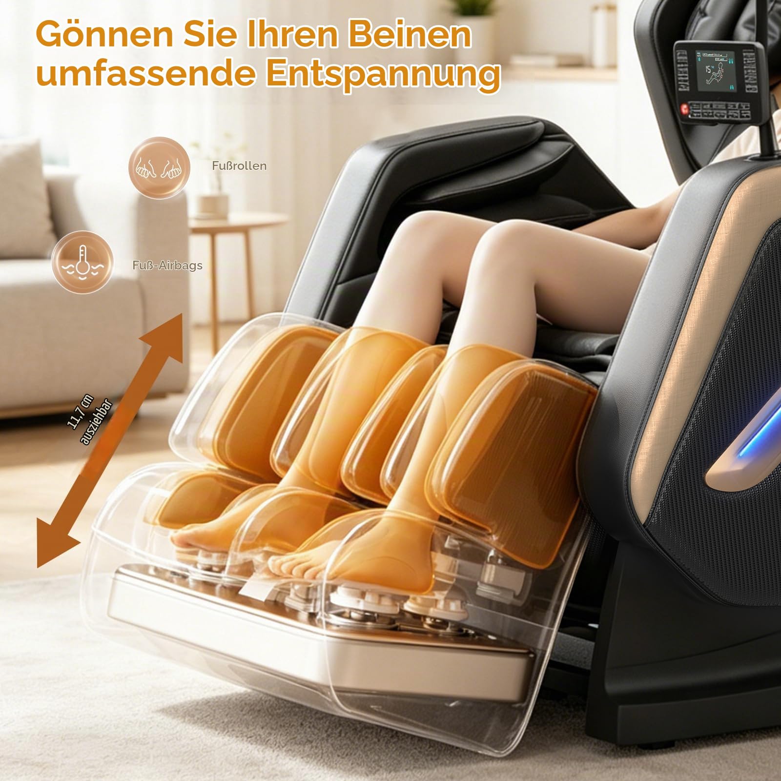 YONISEE Massagesessel, Ganzkörper-Massagesessel mit 14 Massagepunkten | Heizfunktion, 8 Airbags, Bluetooth-Lautsprecher, Touch-Fernbedienung, Fußmassage, Handyhalterung, Zero Gravity