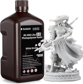 ELEGOO ABS-Like 8K 3D Printer Resin 3.0, 405nm Photopolymer Resin for 12K/14K/16K Mars Saturn Jupiter MSLA DLP LCD 3D Printing with Strength and Toughness, White Smoke 2000g