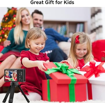 Digital Camera, FHD 4K 44MP Digital Camera, 16x Digital Zoom, Digital Point & Shoot Camera with 3 LED Fill Light, 64GB SD Card, Compact Camera, Kids, Teens, Boys, Girls, Black
