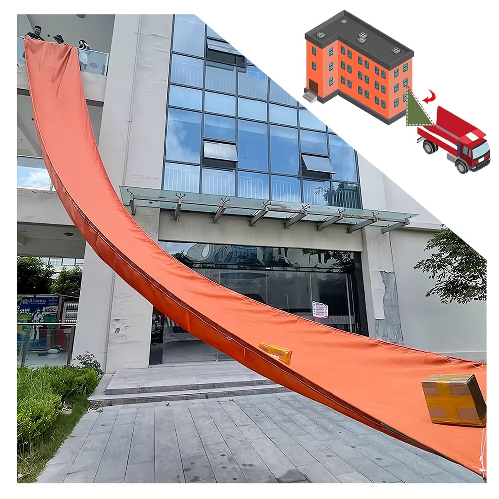 GTHTUHFD Canvas Chute,Heavy Duty Canvas Chute - Tear-Resistant Tarpaulin Cargo Handling Slides, 1.5X10M For Warehouse Unloading & Tall Building Conveying,Orange-1.5x10m