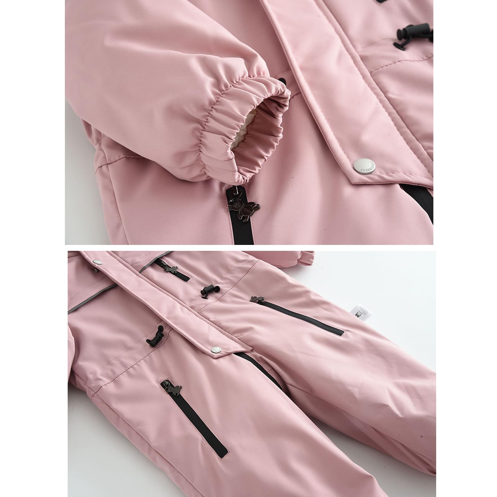 BRONG Bébé Garçons Habits de Neige Hiver Filles Toison Combinaisons Étanche Encapuchonné Barboteuse Enfants Fermeture éclair Manteau Combinaison de Ski Tenue