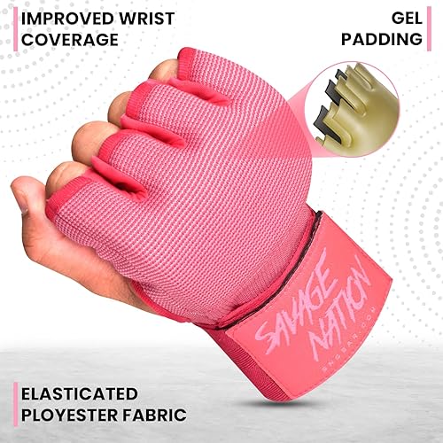 Miniatura 5 de BeSAVAGE Boxing Hand Wraps Inner Gloves for Men & Women  Gel Padded MMA Gloves with 80cm Wrist Straps  Muay Thai, Kickboxing, Punching, Training