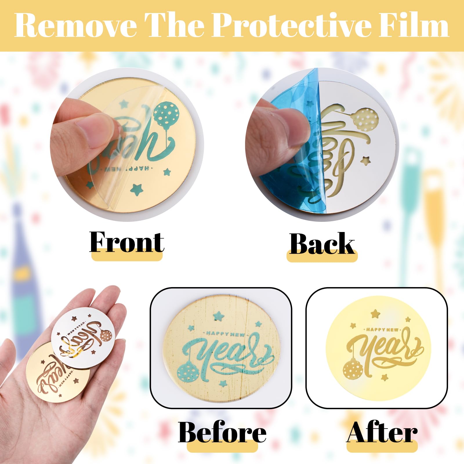 Décorations Cupcakes Noël URROMA - Lot 30 Pièces Dorées - 6 Motifs Acrylique