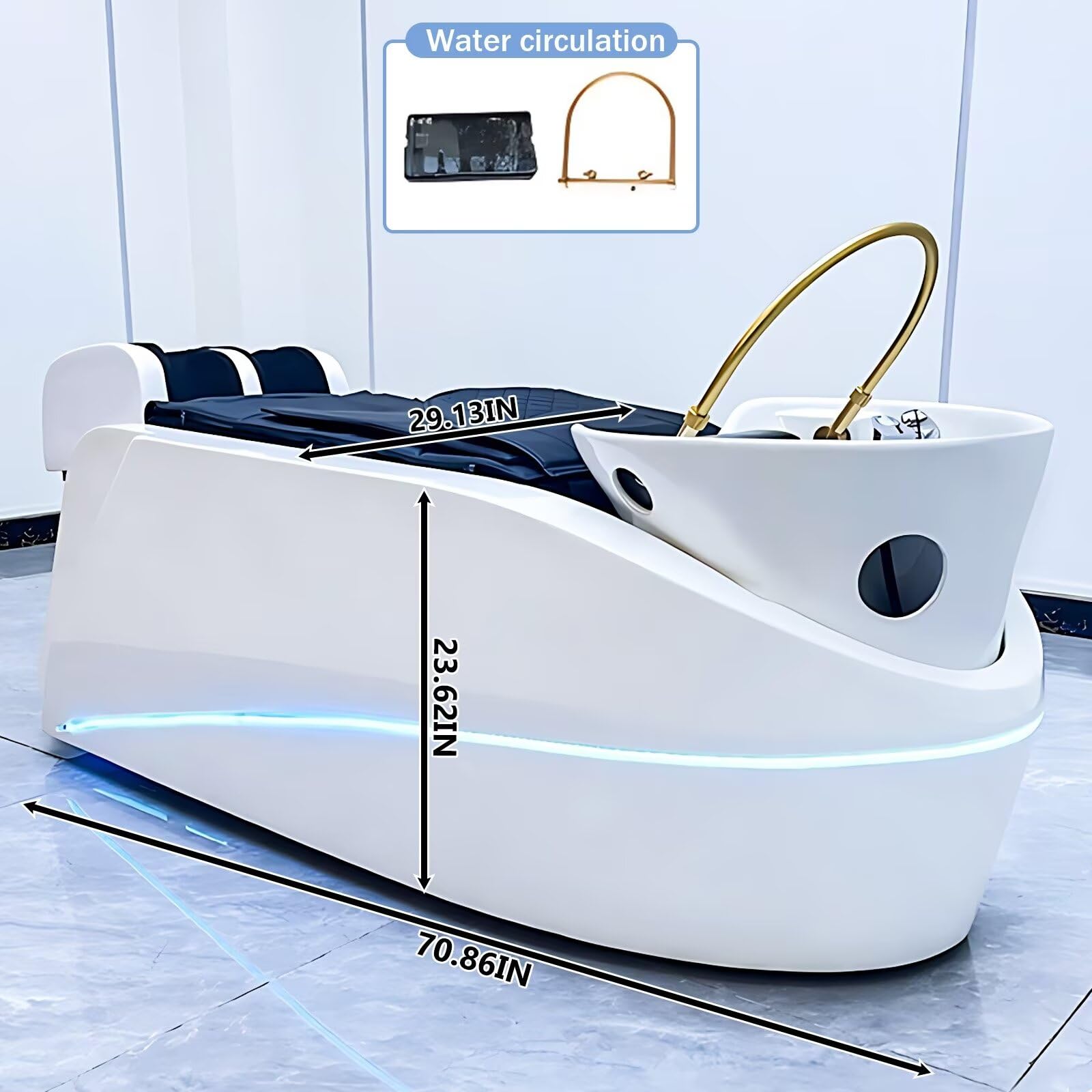 Professionelles Kopf-Spa-Shampoo-Bett, Massageliege mit Intelligenter Ganzkörpermassage, Wasserkreislauf, Futuristischer Ambientebeleuchtung, Gewerbliche Spa-Ausstattung für Salons