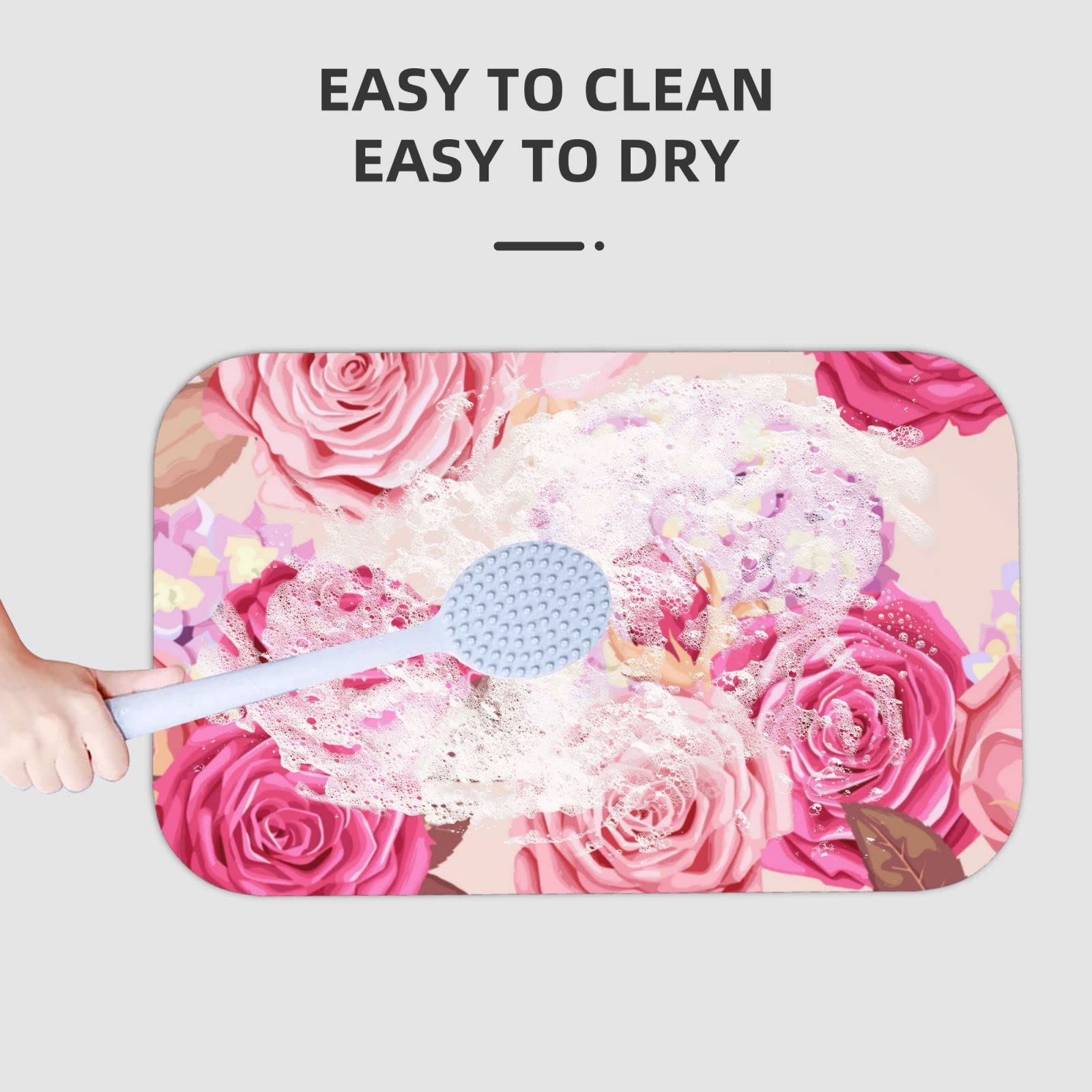 Amazon | バスマット バラ 花柄 ピンク 足拭きマット お風呂マット 